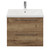 Napoli 460 Tobacco Oak 600mm Wall Mounted 2 Drawer Vanity Unit with Glide Basin Front View