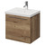 Napoli 390 Tobacco Oak 500mm Wall Mounted Single Drawer Vanity Unit with Glide Basin Right Hand View thumbnail