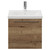 Napoli 390 Tobacco Oak 500mm Wall Mounted Single Drawer Vanity Unit with Glide Basin Front View