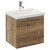 Napoli 390 Tobacco Oak 500mm Wall Mounted Single Drawer Vanity Unit with Glide Basin Left Hand View