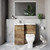 Napoli 390 Tobacco Oak 900mm Single Door Vanity Unit Toilet Suite with Left Hand Square Lucia Basin Lifestyle Image thumbnail