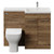 Napoli 460 Tobacco Oak 1100mm 2 Door Vanity Unit Toilet Suite with Right Hand Square Lucia Basin Front View thumbnail