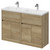 Montego Autumn Oak 1200mm Floor Standing 2 Drawer 4 Door Vanity Unit with Lucia Double Basin Right Hand View