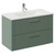 Avant Satin Green 800mm Wall Mounted 2 Drawer Vanity Unit with Angel Basin Left Hand View
