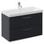 Avant Satin Anthracite 800mm Wall Mounted 2 Drawer Vanity Unit with Rimini Basin Left Hand View