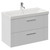 Avant Satin White 800mm Wall Mounted 2 Drawer Vanity Unit with Rimini Basin Left Hand View
