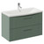Avant Satin Green 800mm Wall Mounted 2 Drawer Vanity Unit with Arc Basin Left Hand View