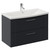 Avant Satin Anthracite 800mm Wall Mounted 2 Drawer Vanity Unit with Arc Basin Left Hand View