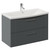 Avant Satin Grey 800mm Wall Mounted 2 Drawer Vanity Unit with Arc Basin Left Hand View