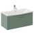 Avant Satin Green 800mm Wall Mounted Single Drawer Vanity Unit with Arc Basin Left Hand View