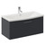 Avant Satin Anthracite 800mm Wall Mounted Single Drawer Vanity Unit with Arc Basin Left Hand View