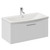 Avant Satin White 800mm Wall Mounted Single Drawer Vanity Unit with Arc Basin Left Hand View