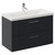 Avant Satin Anthracite 800mm Wall Mounted 2 Drawer Vanity Unit with Glide Basin Left Hand View