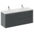 Avant Satin Grey 1200mm Wall Mounted 4 Drawer Vanity Unit with Double Lucia Basins Left Hand View