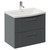 Avant Satin Grey 600mm Wall Mounted 2 Drawer Vanity Unit with Arc Basin Left Hand View
