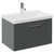 Avant Satin Grey 600mm Wall Mounted Single Drawer Vanity Unit with Glide Basin Left Hand View