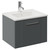 Avant Satin Grey 500mm Wall Mounted Single Drawer Vanity Unit with Angel Basin Left Hand View