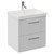 Avant Satin White 500mm Wall Mounted 2 Drawer Vanity Unit with Rimini Basin Left Hand View