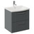 Avant Satin Grey 500mm Wall Mounted 2 Drawer Vanity Unit with Arc Basin Left Hand View