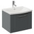 Avant Satin Grey 500mm Wall Mounted Single Drawer Vanity Unit Arc Basin Left Hand View
