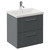 Avant Satin Grey 500mm Wall Mounted 2 Drawer Vanity Unit with Glide Basin Left Hand View