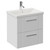 Avant Satin White 500mm Wall Mounted 2 Drawer Vanity Unit with Glide Basin Left Hand View