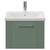 Avant Satin Green 500mm Wall Mounted Single Drawer Vanity Unit with Glide Basin Front View