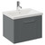Avant Satin Grey 500mm Wall Mounted Single Drawer Vanity Unit with Glide Basin Left Hand View
