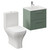 Avant Satin Green 500mm Wall Mounted 2 Drawer Vanity Unit and Kingston Toilet Suite with Angel Basin Left Hand View