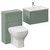 Avant Satin Green 1100mm Wall Mounted Single Drawer Vanity Unit and Toilet Suite with Angel Basin Left Hand View