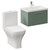 Avant Satin Green 600mm Wall Mounted Single Drawer Vanity Unit and Kingston Toilet Suite with Glide Basin Left Hand View