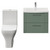 Avant Satin Green 600mm Wall Mounted 2 Drawer Vanity Unit and Kingston Toilet Suite with Arc Basin Front View