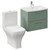 Avant Satin Green 600mm Wall Mounted 2 Drawer Vanity Unit and Kingston Toilet Suite with Arc Basin Left Hand View