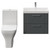 Avant Satin Grey 600mm Wall Mounted 2 Drawer Vanity Unit and Kingston Toilet Suite with Rimini Basin Front View