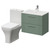 Avant Satin Green 600mm Wall Mounted 2 Drawer Vanity Unit and Toilet Suite with Angel Basin Right Hand View