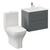 Avant Satin Grey 600mm Wall Mounted 2 Drawer Vanity Unit and Toilet Suite with Angel Basin Left Hand View