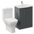 Avant Satin Grey 600mm 2 Door Vanity Unit and Kingston Toilet Suite with Arc Basin Left Hand View