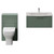 Avant Satin Green 1300mm Wall Mounted Single Drawer Vanity Unit and Toilet Suite with Arc Basin Front View