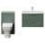 Avant Satin Green 1300mm Wall Mounted 2 Drawer Vanity Unit and Toilet Suite with Arc Basin Front View