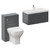 Avant Satin Grey 1300mm Wall Mounted Single Drawer Vanity Unit and Toilet Suite with Rimini Basin Left Hand View