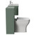 Avant Satin Green 1300mm Wall Mounted Single Drawer Vanity Unit and Toilet Suite with Angel Basin Side View