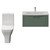 Avant Satin Green 800mm Wall Mounted Single Drawer Vanity Unit and Kingston Toilet Suite with Arc Basin Front View