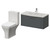 Avant Satin Grey 800mm Wall Mounted Single Drawer Vanity Unit and Kingston Toilet Suite with Arc Basin Right Hand View