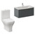 Avant Satin Grey 800mm Wall Mounted Single Drawer Vanity Unit and Kingston Toilet Suite with Arc Basin Left Hand View