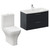 Avant Satin Anthracite 800mm Wall Mounted 2 Drawer Vanity Unit and Kingston Toilet Suite with Arc Basin Left Hand View thumbnail