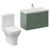 Avant Satin Green 800mm Wall Mounted 2 Drawer Vanity Unit and Kingston Toilet Suite with Rimini Basin Left Hand View