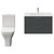 Avant Satin Grey 800mm Wall Mounted 2 Drawer Vanity Unit and Kingston Toilet Suite with Angel Basin Front View