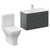 Avant Satin Grey 800mm Wall Mounted 2 Drawer Vanity Unit and Kingston Toilet Suite with Angel Basin Left Hand View