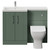 Avant Satin Green 1100mm 2 Door Vanity Unit Toilet Suite with Left Hand Square Lucia Basin Front View