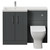 Avant Satin Grey 1100mm 2 Door Vanity Unit Toilet Suite with Left Hand Square Lucia Basin Front View